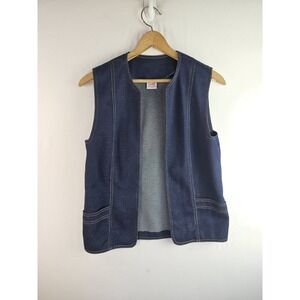Vintage 80s Graff California Wear Western Denim Blue Vest Woman's Large Made USA